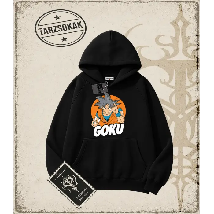 Dragon Ball Anime Baskılı Oversize Unisex Kapşonlu Sweatshirt