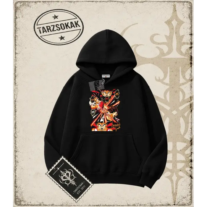 Dragon Ball Anime Baskılı Oversize Unisex Kapşonlu Sweatshirt
