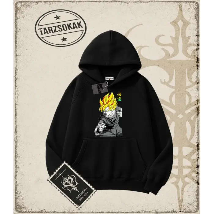 Dragon Ball Anime Baskılı Oversize Unisex Kapşonlu Sweatshirt