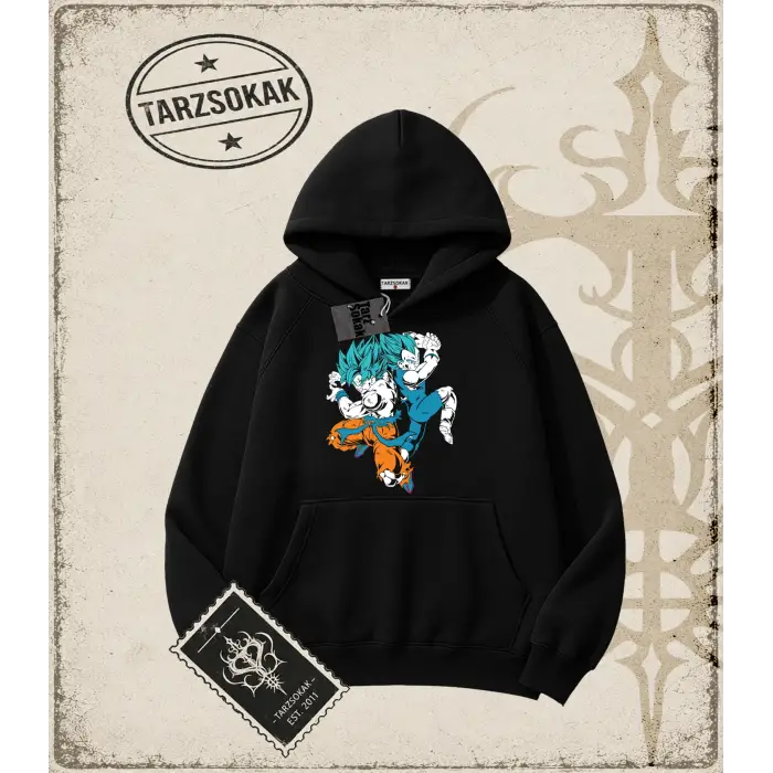 Dragon Ball Anime Baskılı Oversize Unisex Kapşonlu Sweatshirt