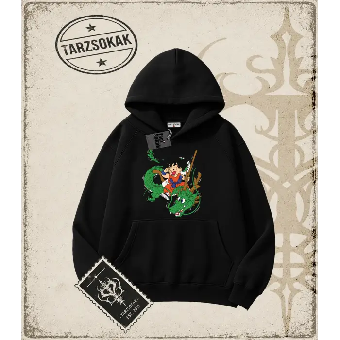 Dragon Ball Anime Baskılı Oversize Unisex Kapşonlu Sweatshirt