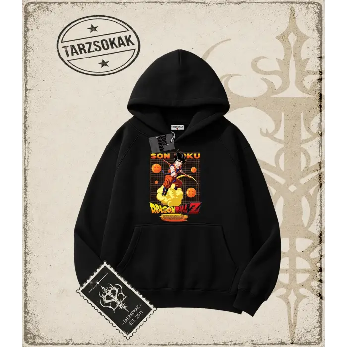 Dragon Ball Anime Baskılı Oversize Unisex Kapşonlu Sweatshirt