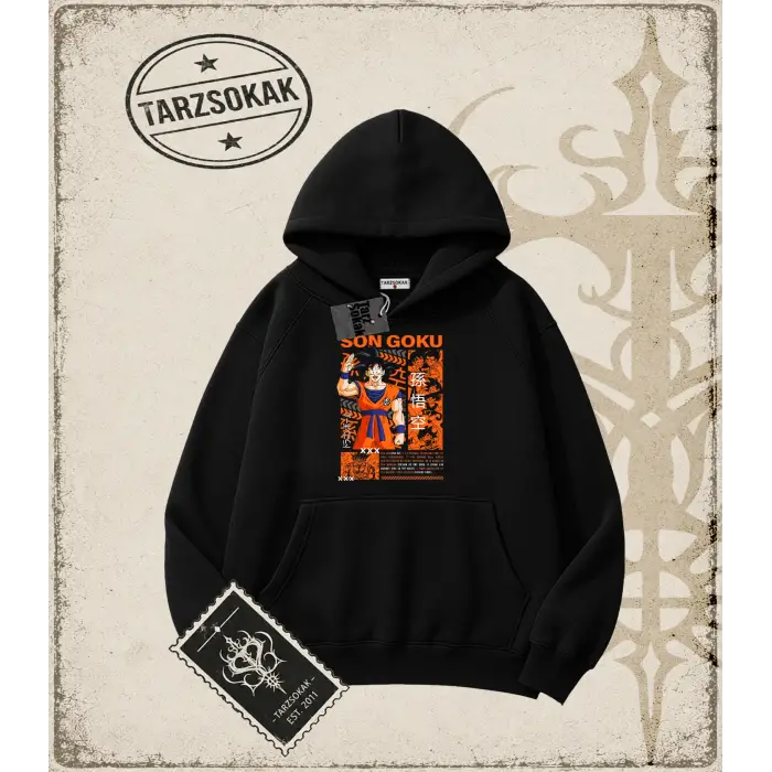 Dragon Ball Anime Baskılı Oversize Unisex Kapşonlu Sweatshirt