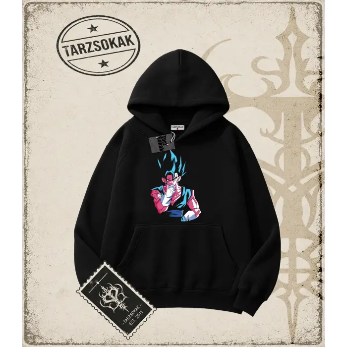 Dragon Ball Anime Baskılı Oversize Unisex Kapşonlu Sweatshirt