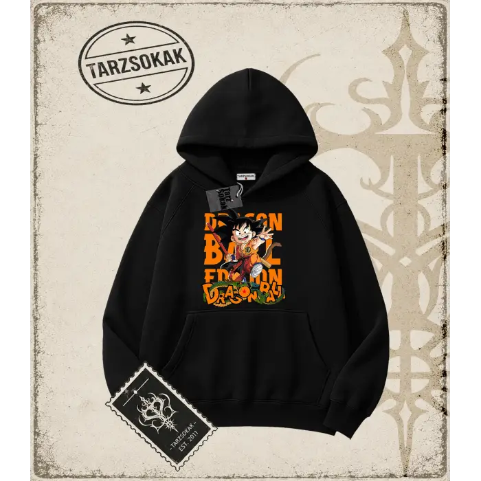 Dragon Ball Anime Baskılı Oversize Unisex Kapşonlu Sweatshirt