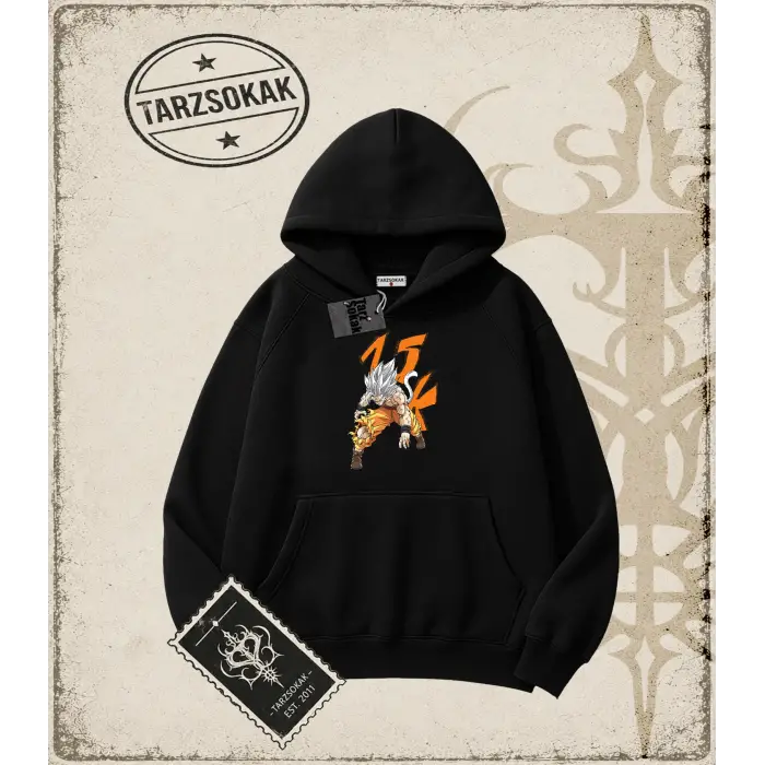Dragon Ball Anime Baskılı Oversize Unisex Kapşonlu Sweatshirt