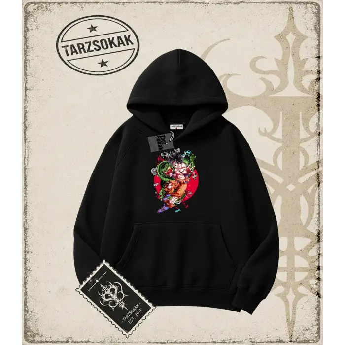 Dragon Ball Anime Baskılı Oversize Unisex Kapşonlu Sweatshirt