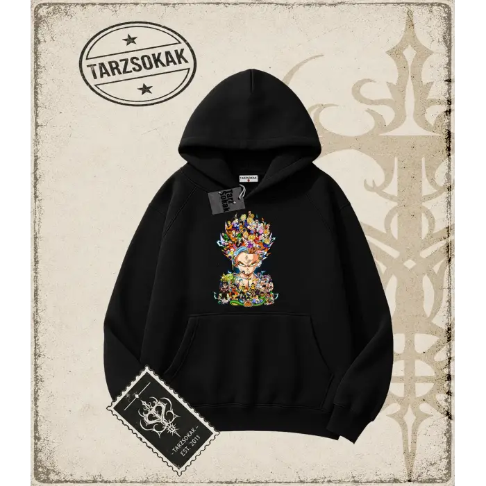 Dragon Ball Anime Baskılı Oversize Unisex Kapşonlu Sweatshirt