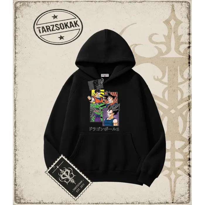 Dragon Ball Anime Baskılı Oversize Unisex Kapşonlu Sweatshirt