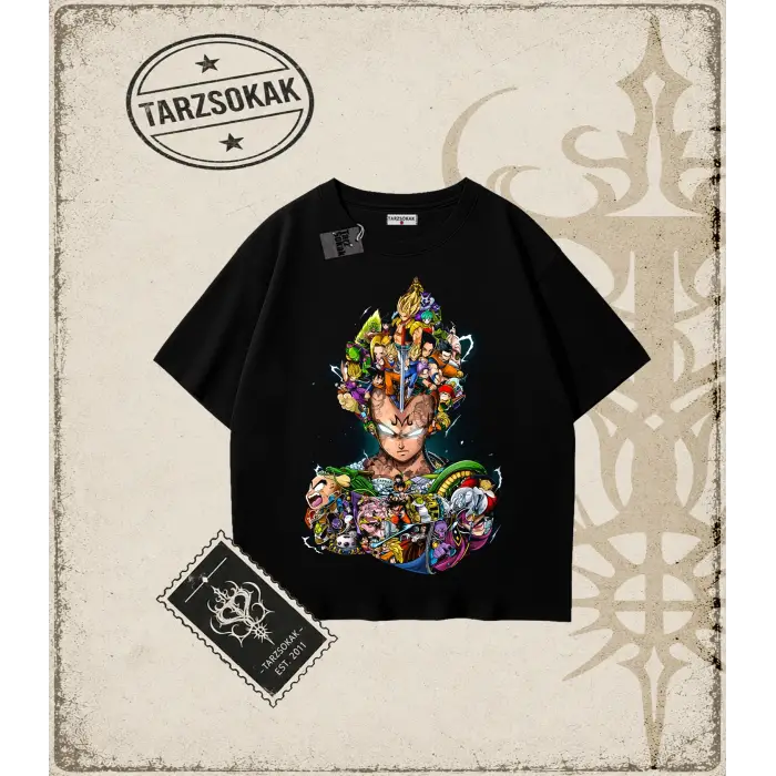 Dragon Ball Anime Baskılı Oversize Unisex Tişört