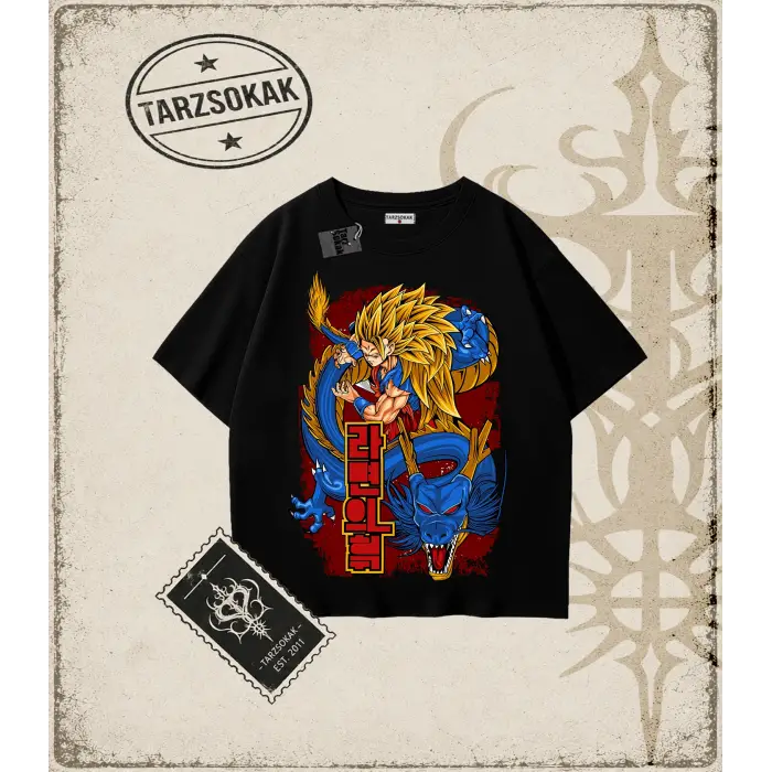 Dragon Ball Anime Baskılı Oversize Unisex Tişört