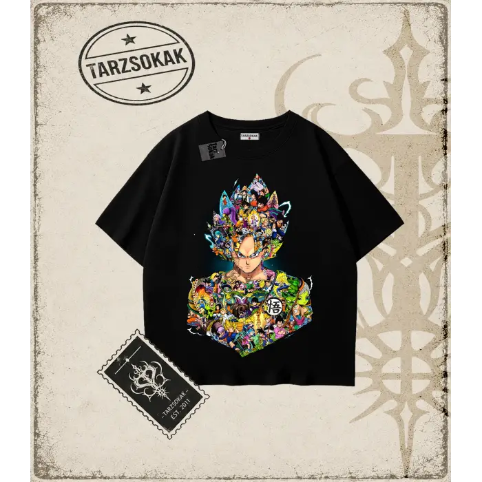 Dragon Ball Anime Baskılı Oversize Unisex Tişört
