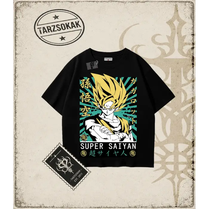 Dragon Ball Anime Baskılı Oversize Unisex Tişört