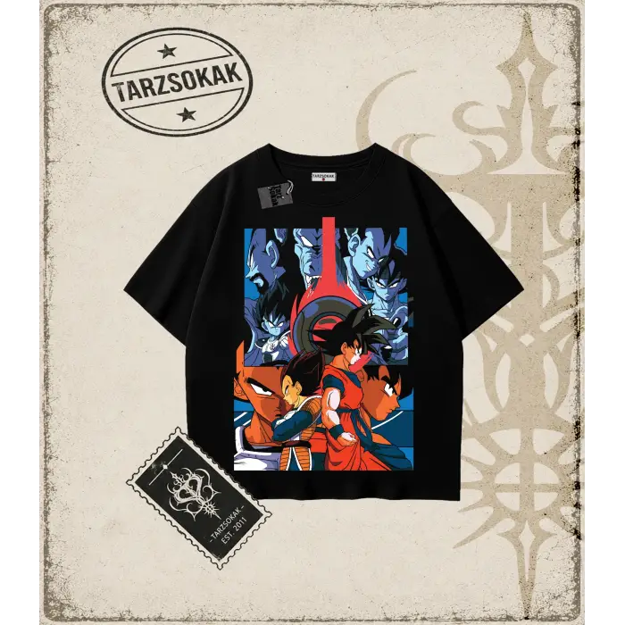 Dragon Ball Anime Baskılı Oversize Unisex Tişört
