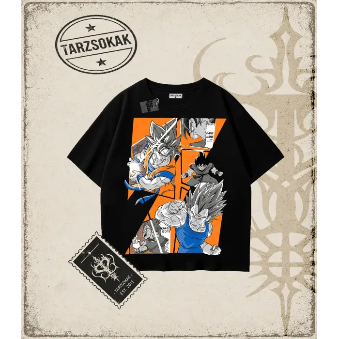 Dragon Ball Anime Baskılı Oversize Unisex Tişört