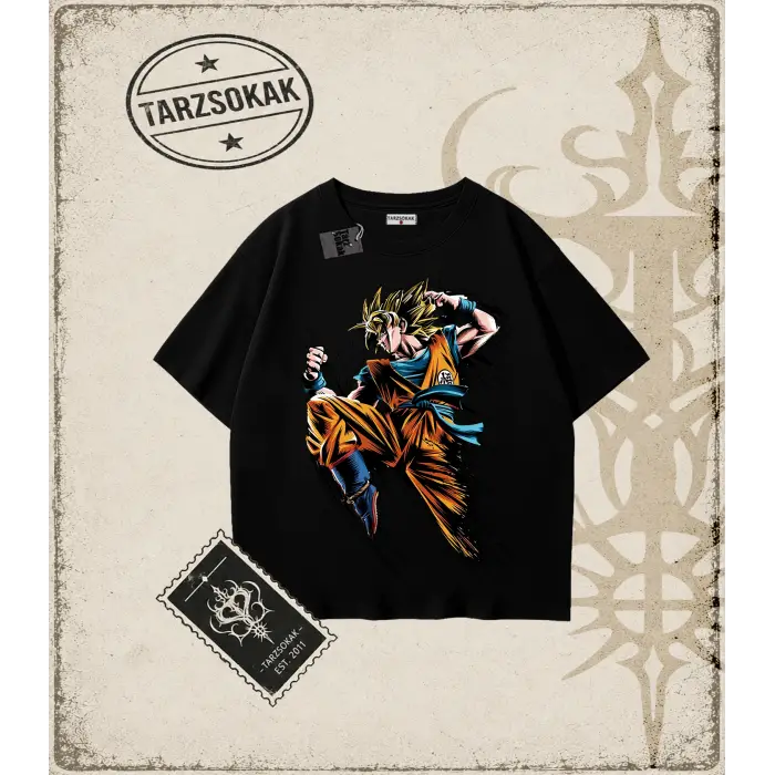 Dragon Ball Anime Baskılı Oversize Unisex Tişört