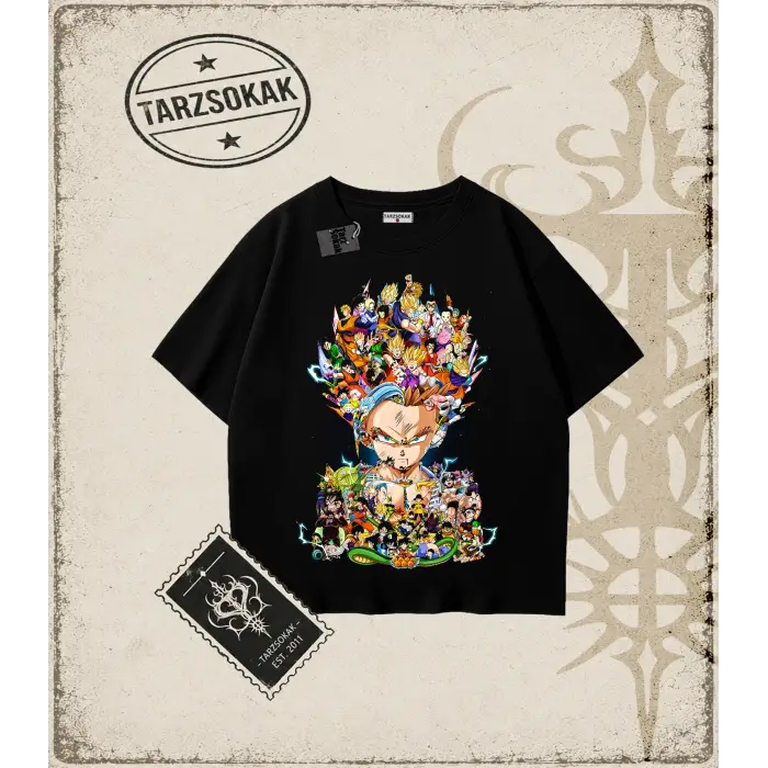 Dragon Ball Anime Baskılı Oversize Unisex Tişört