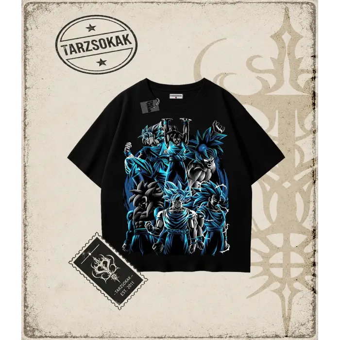 Dragon Ball Anime Baskılı Oversize Unisex Tişört