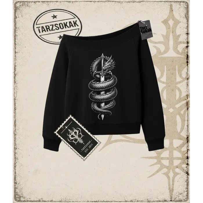 Dragon   Kadın Kayık Yaka Sweatshirt