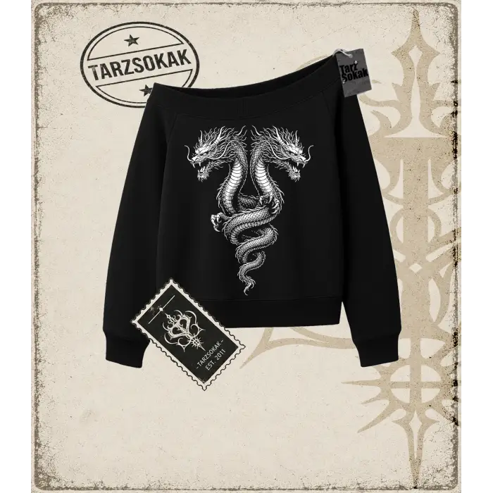 Dragon Kadın Kayık Yaka Sweatshirt