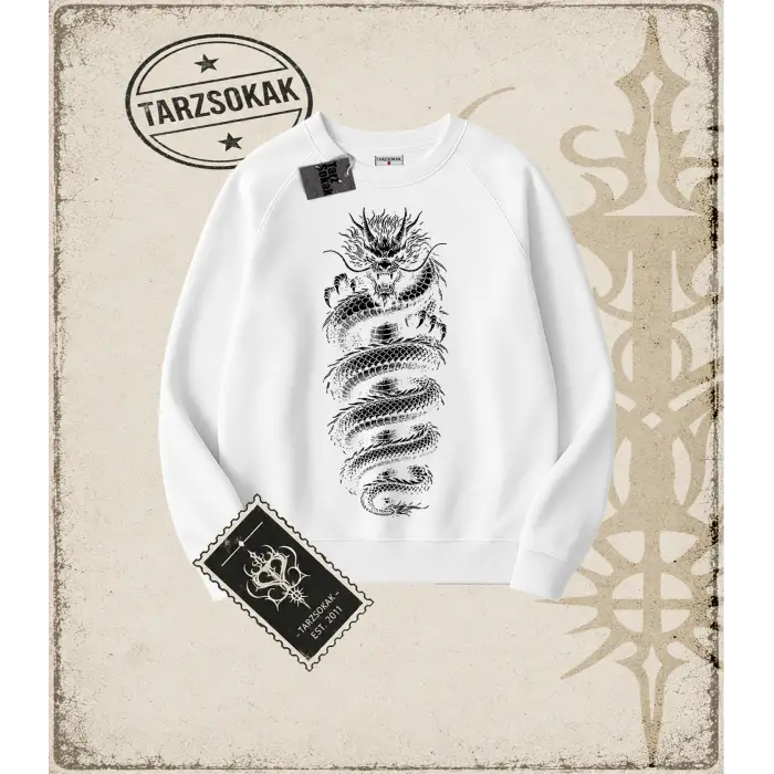 Dragon   Oversize Unisex Bisiklet Yaka Sweatshirt