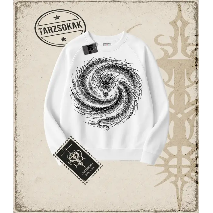 Dragon Oversize Unisex Bisiklet Yaka Sweatshirt