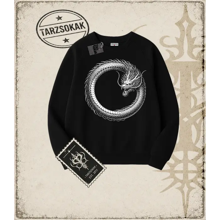 Dragon   Oversize Unisex Bisiklet Yaka Sweatshirt