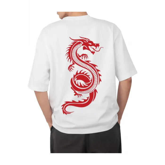 dragon sırt baskılı oversize t-shirt