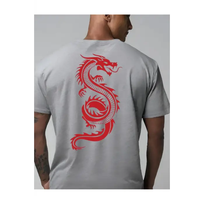 dragon sırt baskılı oversize t-shirt