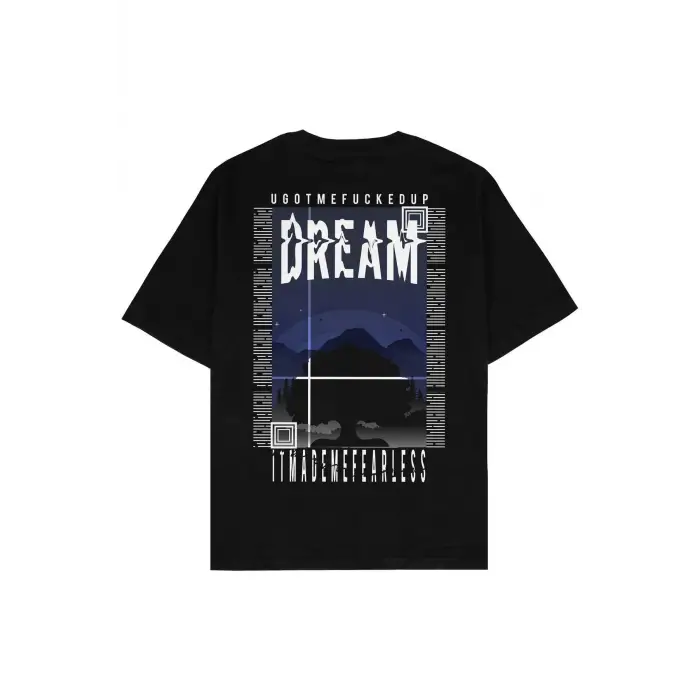 Dream Siyah Oversize Unisex T-shirt