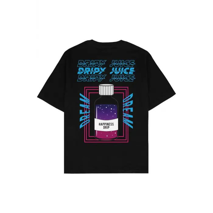 Dripy Juice Siyah Oversize Unisex T-shirt