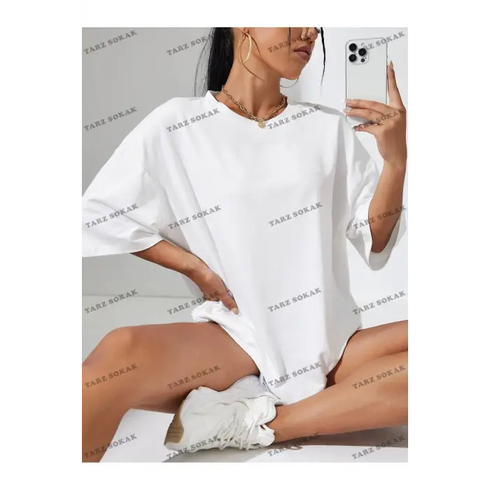 DÜZ  BASKISIZ Baskılı Oversize Kalıp Unisex T-shirt