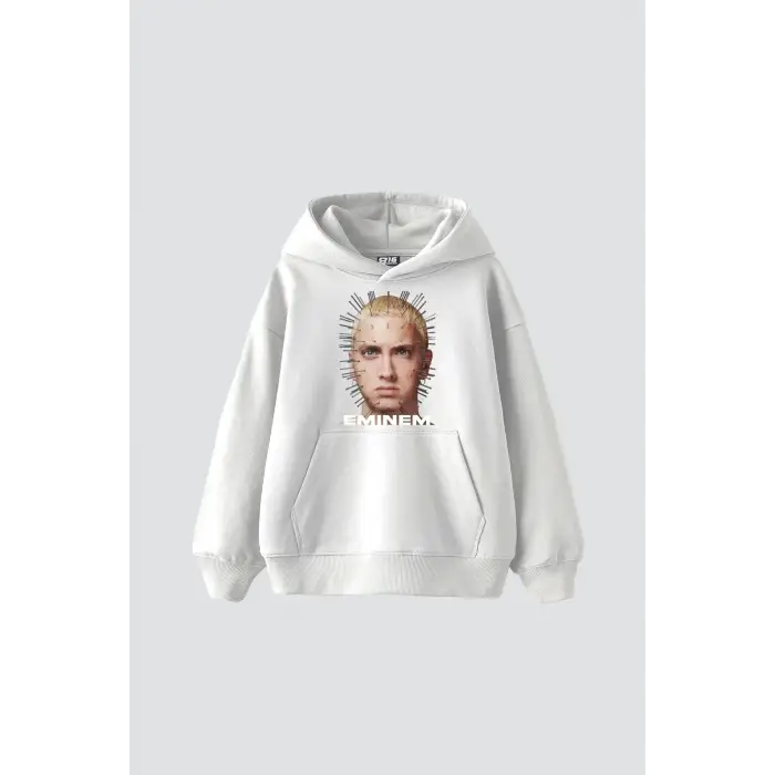 Eminem Baskılı Oversize Unisex Premium Beyaz