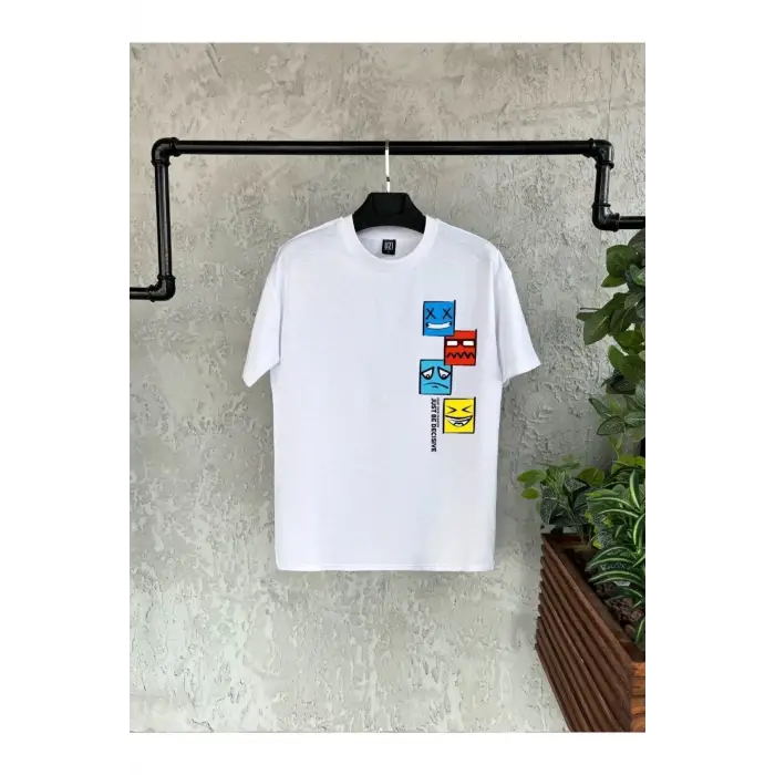 Emoji Baskılı Beyaz Erkek