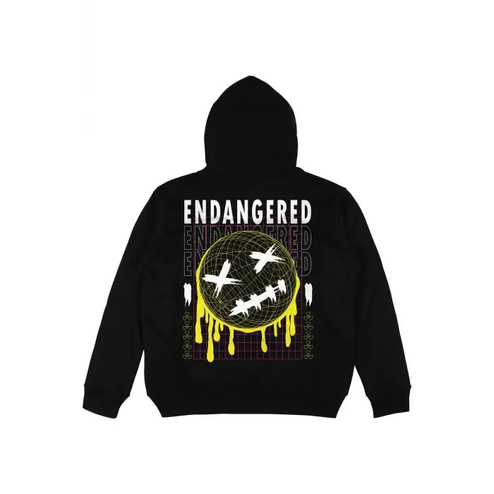 Endangered Siyah Oversize Unisex Kapüşonlu Sweatshirt Hoodie