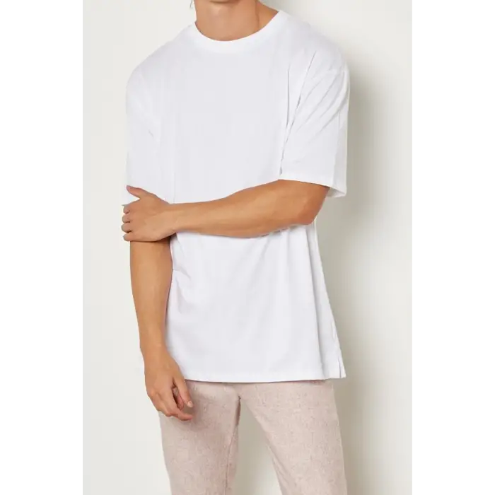 Erkek Beyaz Oversize Basic T-shirt