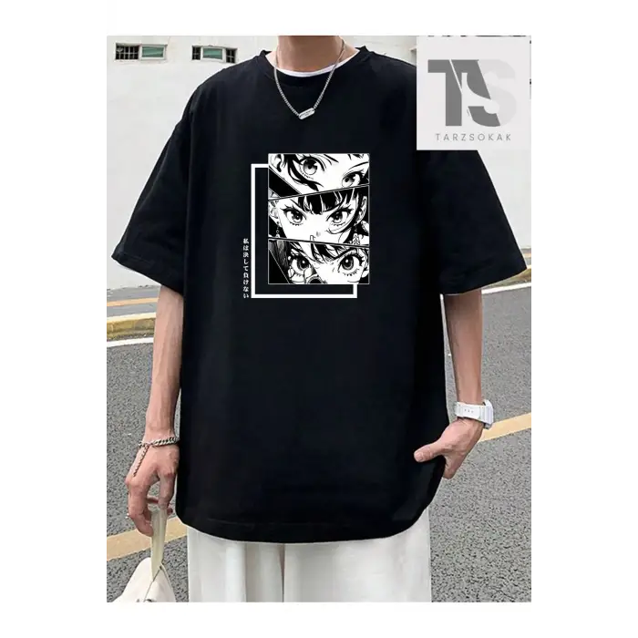 Erkek Çiçek Slogan Baskılı T-Shirt
