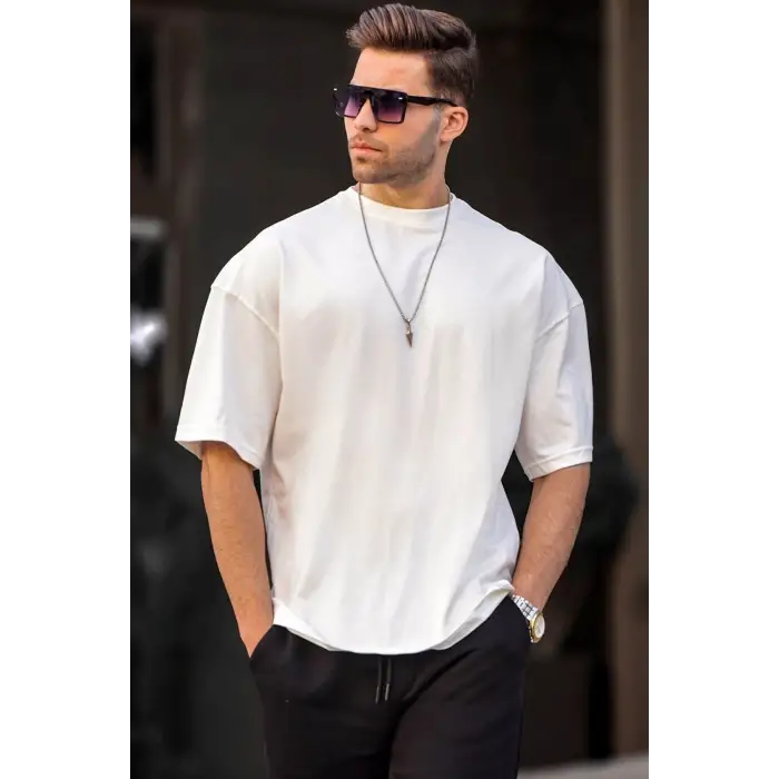 Erkek Oversize Basic Pamuklu Kısa Kollu