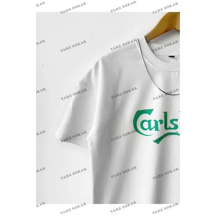 Erkek Oversize Calsberg Baskılı Bisiklet Yaka