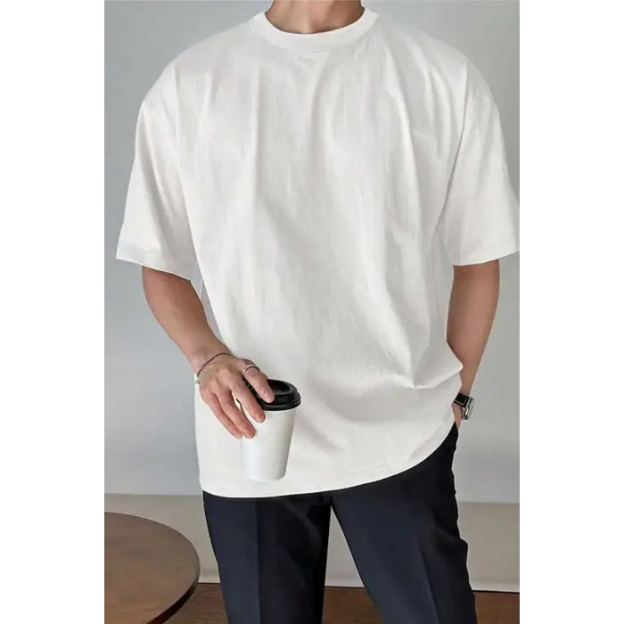 Erkek Oversize Kısa Kollu Bisiklet Yaka