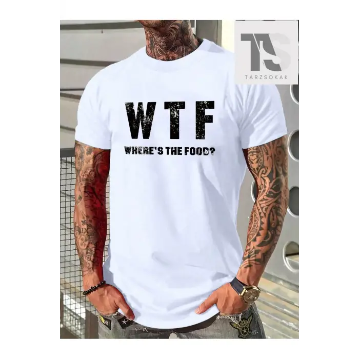 Erkek Slogan Baskılı Kısa Kollu Tişört