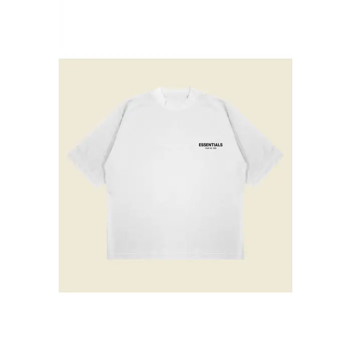 Essential Baskılı Oversize Unisex Pamuklu Nefes Alan Kalın Kumaşlı