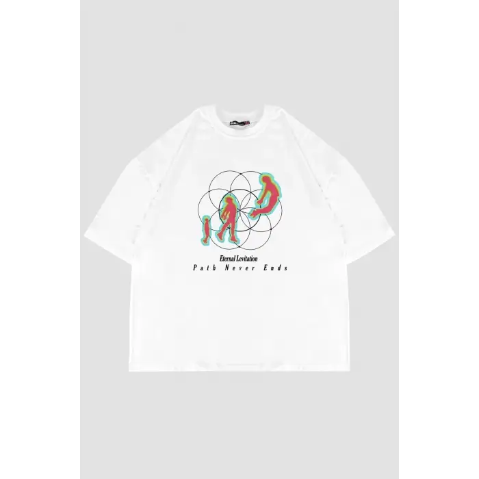 Eternal Levitation Baskılı Beyaz Oversize Unisex