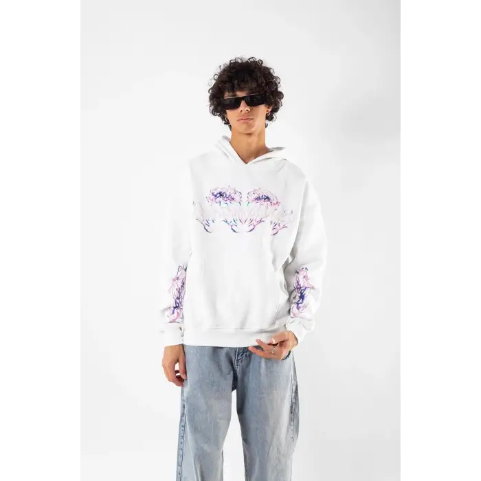 Eternal Text Baskılı Oversize Unisex Beyaz
