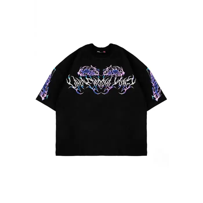 Eternal Text Baskılı Oversize Unisex Siyah