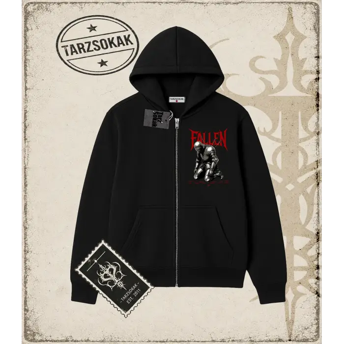 FALLEN Oversize Unisex Hırka & Çeket Fermuarlı Sweatshirt