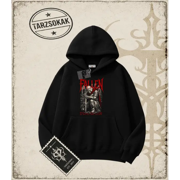 FALLEN Oversize Unisex Kapşonlu Sweatshirt
