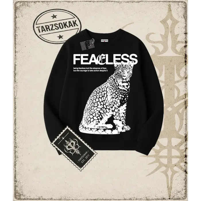 FEARLESS Oversize Unisex Bisiklet Yaka Sweatshirt