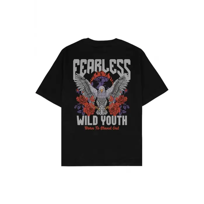 Fearless Siyah Oversize Unisex T-shirt