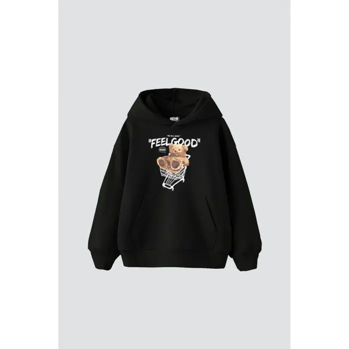 Feel Good Baskılı Oversize Unisex Siyah